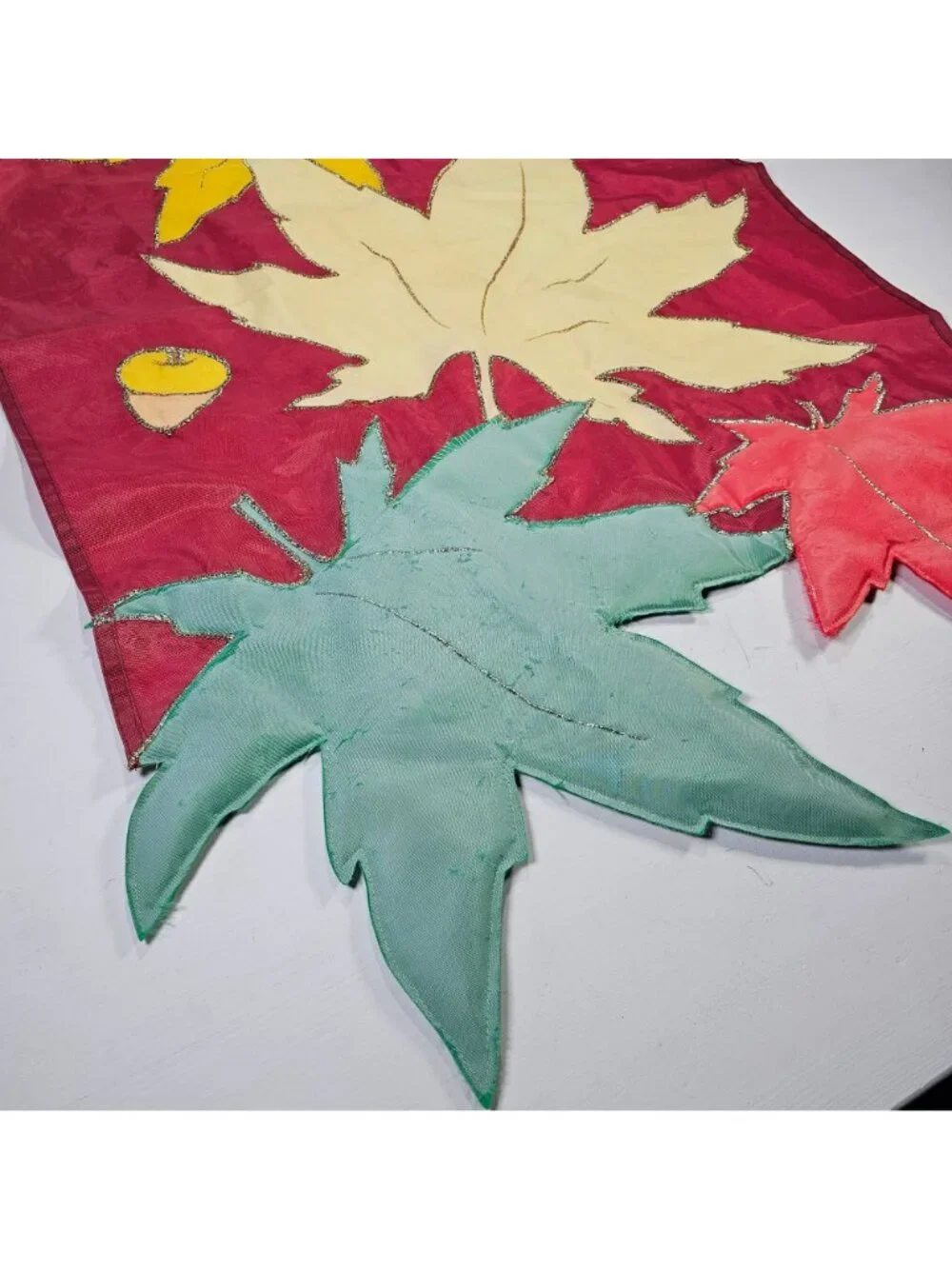 Autumn Maple Leaf & Acorns Appliqué Outdoor Garden Flag 28